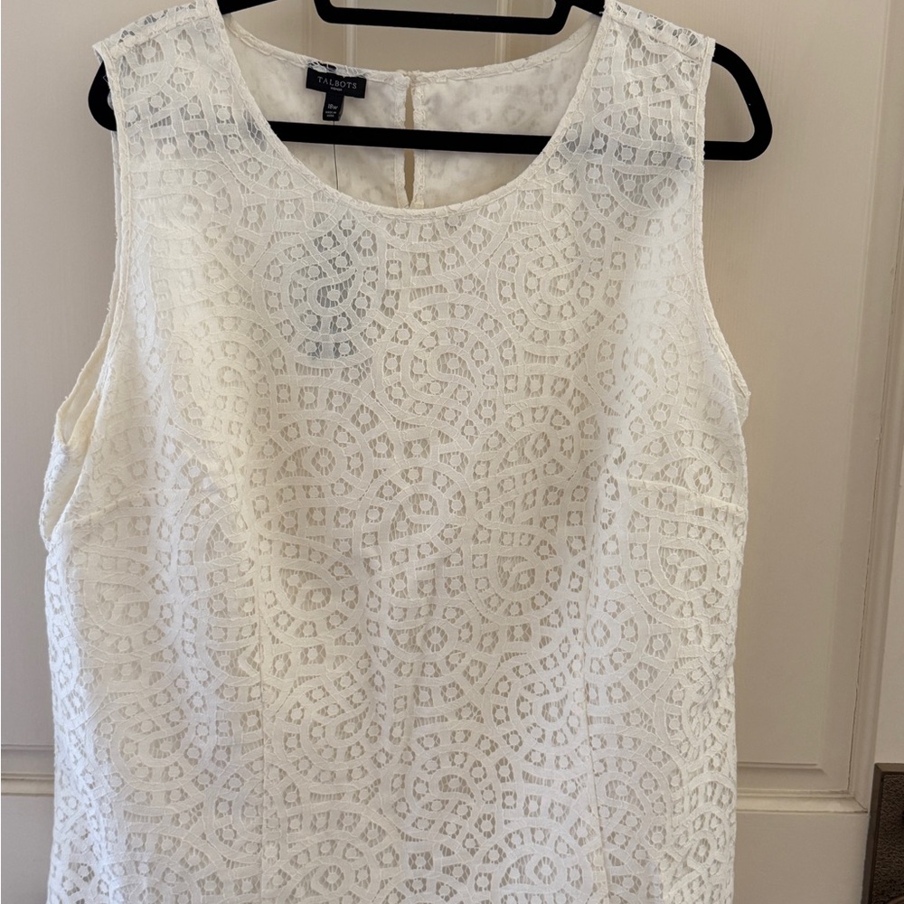 NWT Talbots Cream Floral Lace Sleeveless Top